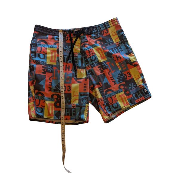 Rhythm Shorts Mens 34 Swim Trunks Board Colorful Print Surf Beachwear Drawstring - Picture 9 of 12
